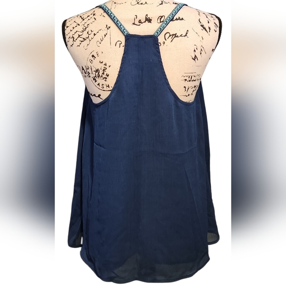 Maurices Blue Embroidered Racerback Blouse - Picture 2 of 9